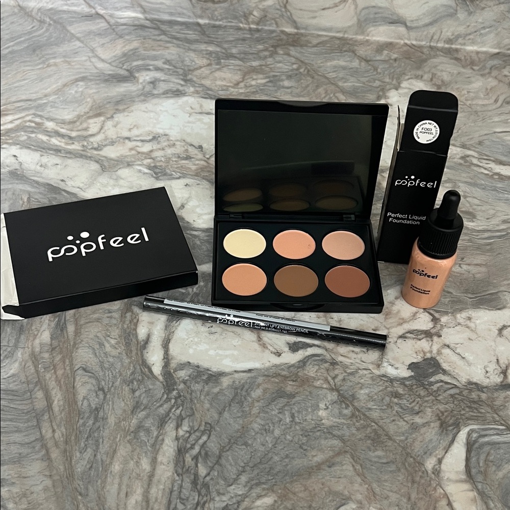 Makeup Palette with Foundation and Eyeliner - Cream and Brown Shades